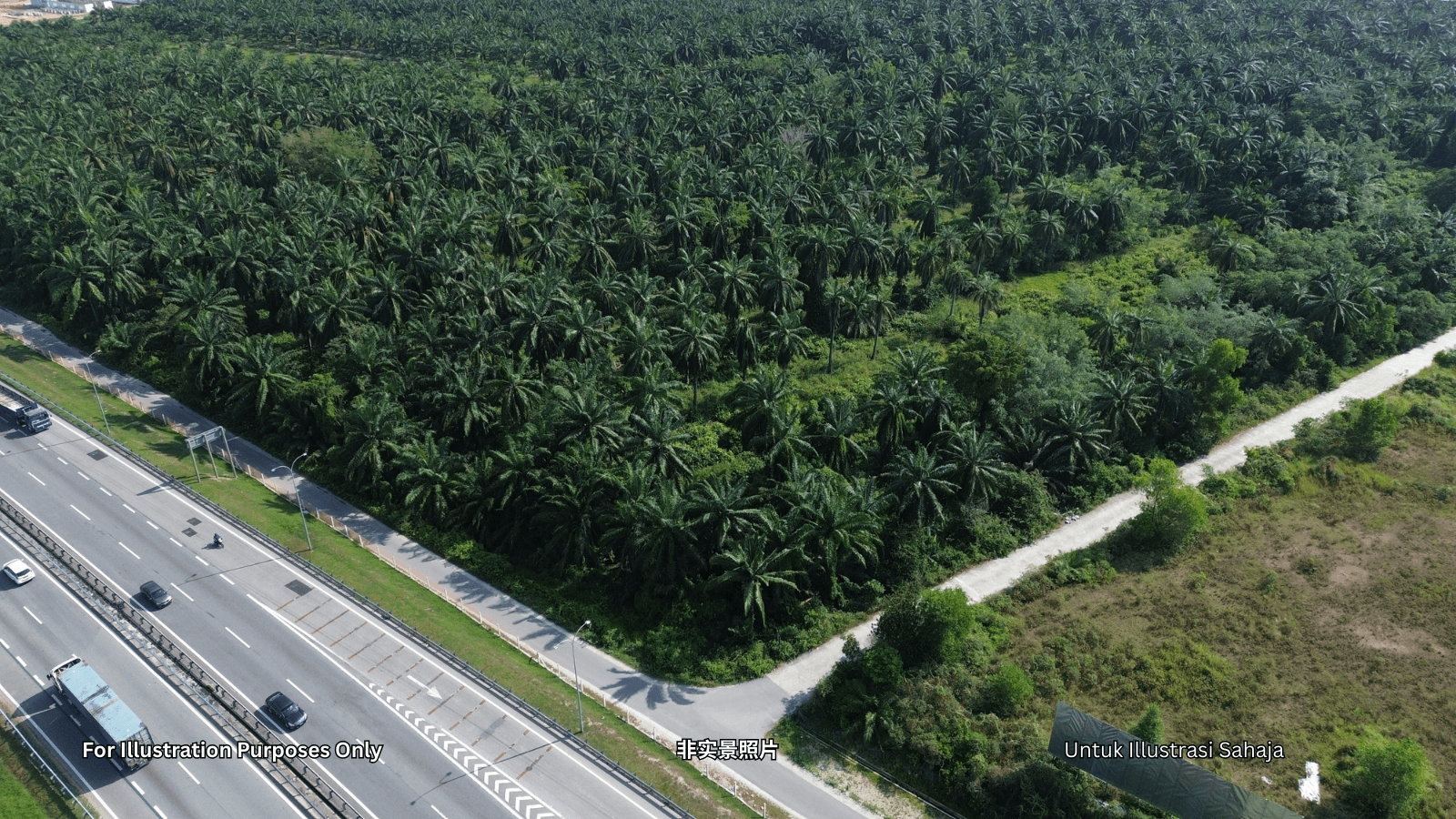 土地示意图 此高速公路旁的空地图片仅供参考,用于展示待售土地类型。
