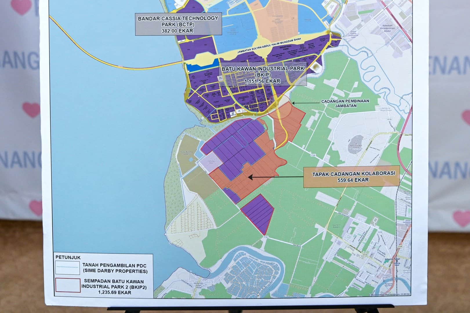 Map showing the location of the proposed Batu Kawan Industrial Park 2 Phase One development area.