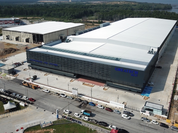 Aerial view of the Greatech BK4 manufacturing facility at Batu Kawan Industrial Park, Penang.